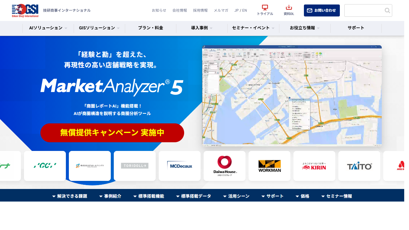 MarketAnalyzerの公式サイト画面