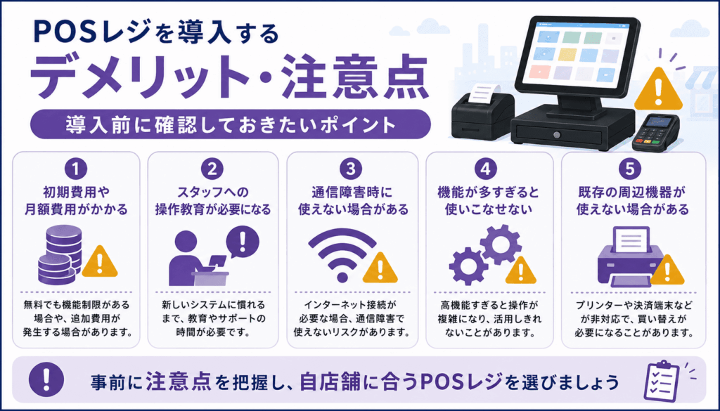 POSレジを導入するデメリット・注意点