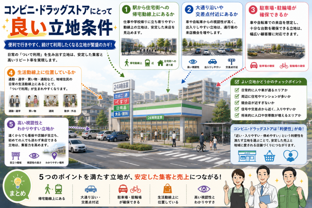 コンビニ・ドラッグストアにとって良い立地条件