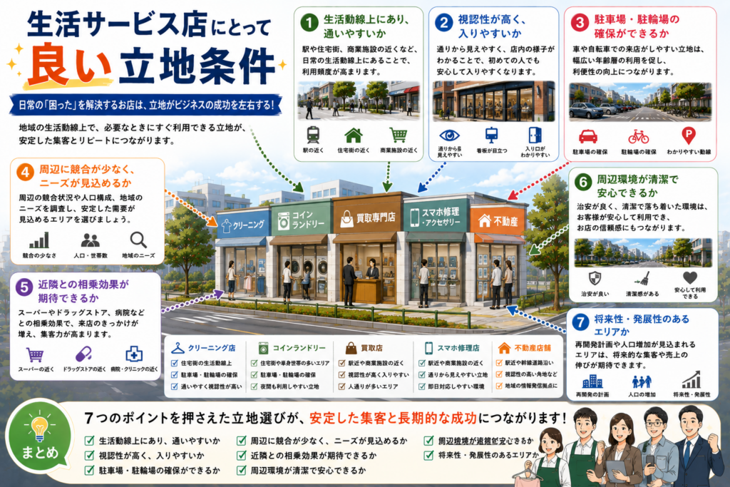 生活サービス店にとって良い立地条件