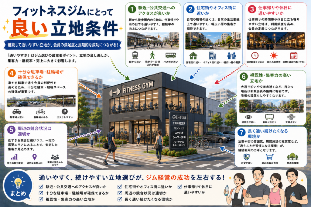 フィットネスジムにとって良い立地条件